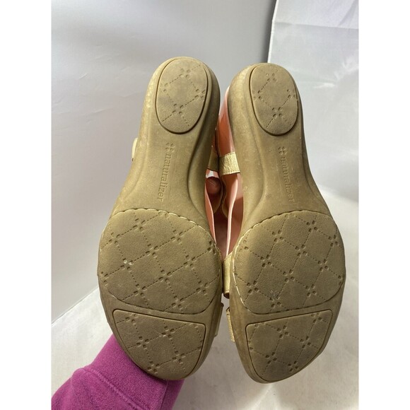 Naturalizer Comfort Carlita Sandal Metallic Tan Leather Slingback Studs US 9M - Picture 6 of 8